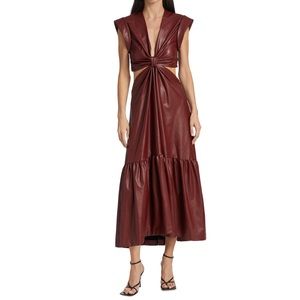 A.L.C. Alexandria Faux Leather Cut-Out Dress, Cranberry